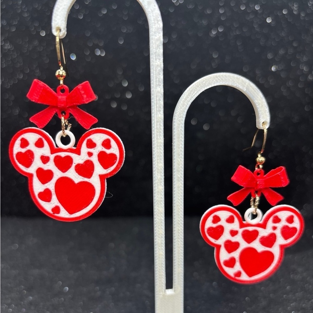 Mouse Heart Earrings
with Red Bows - Picture 4 of 4